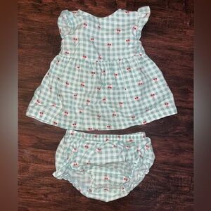 Carter's Green Checkered Dress and Diaper Cover Set